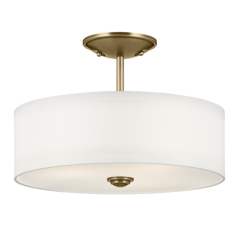 Three Light Semi Flush Mount from the Shailene Collection in Natural Brass Finish by Kichler