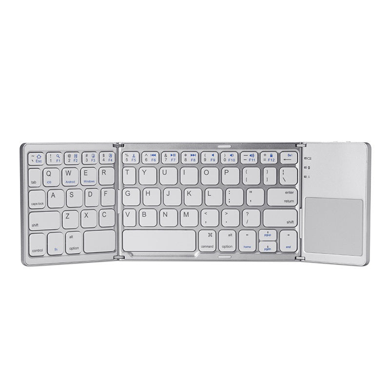 White Tri-Fold Bluetooth Keyboard with Touchpad – Multi-Device Compatible (iOS/Android/Win)