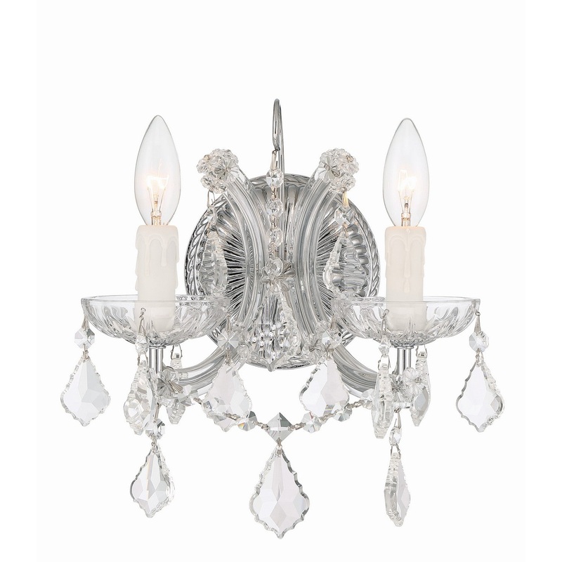 Crystorama 4472-CH-CL-SAQ Maria Theresa Two Light Wall Sconce Polished Chrome