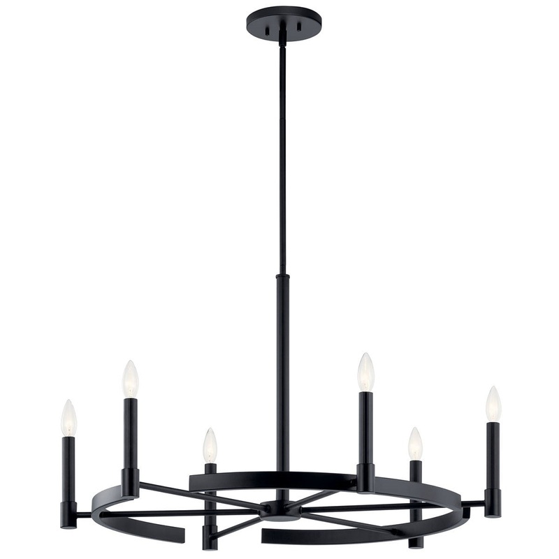 Kichler 52427BK Six Light Chandelier, Black