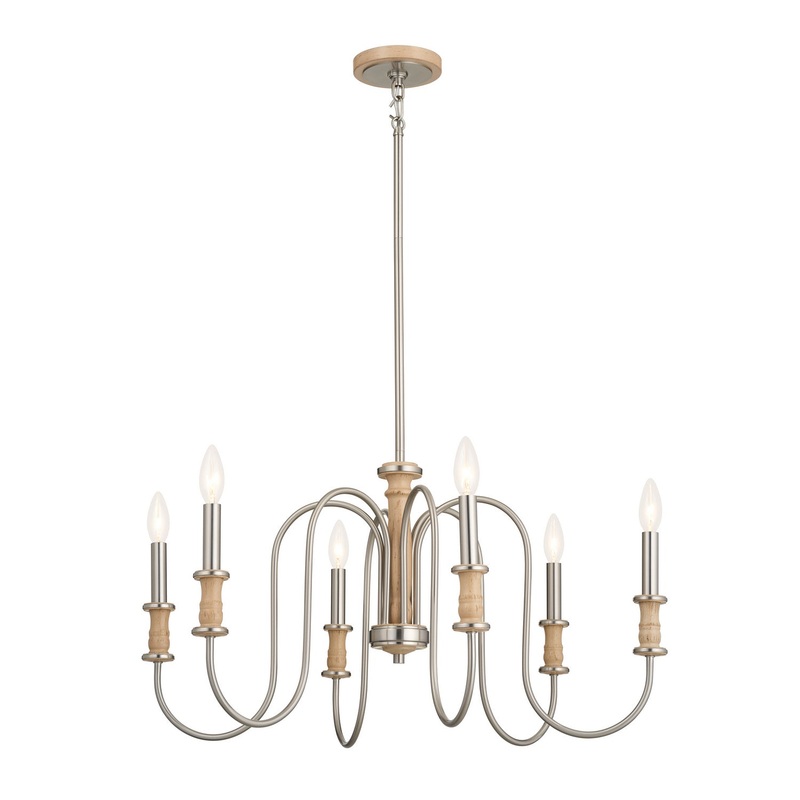 Kichler 52470NI Six Light Chandelier, Brushed Nickel