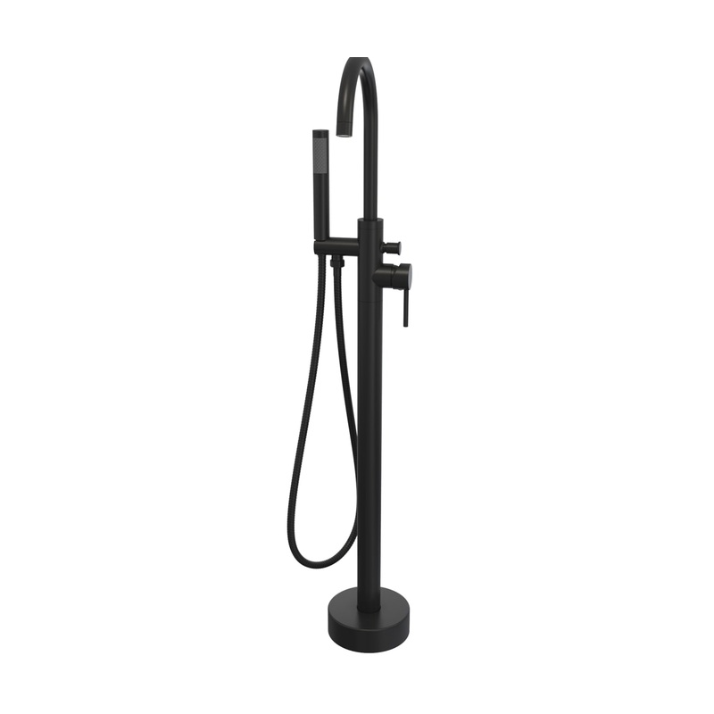 MAAX 10045542-340 Linosa Freestanding Tub Faucet with Handshower in Matte Black