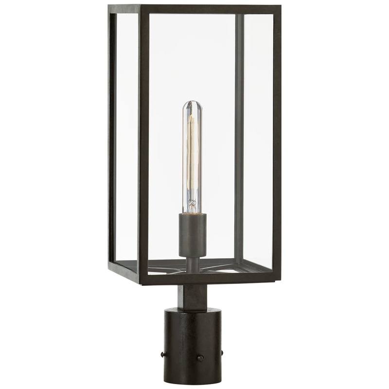 One Light Post Mount from the Fresno Collection in Aged Iron Finish by Visual Comfort Signature