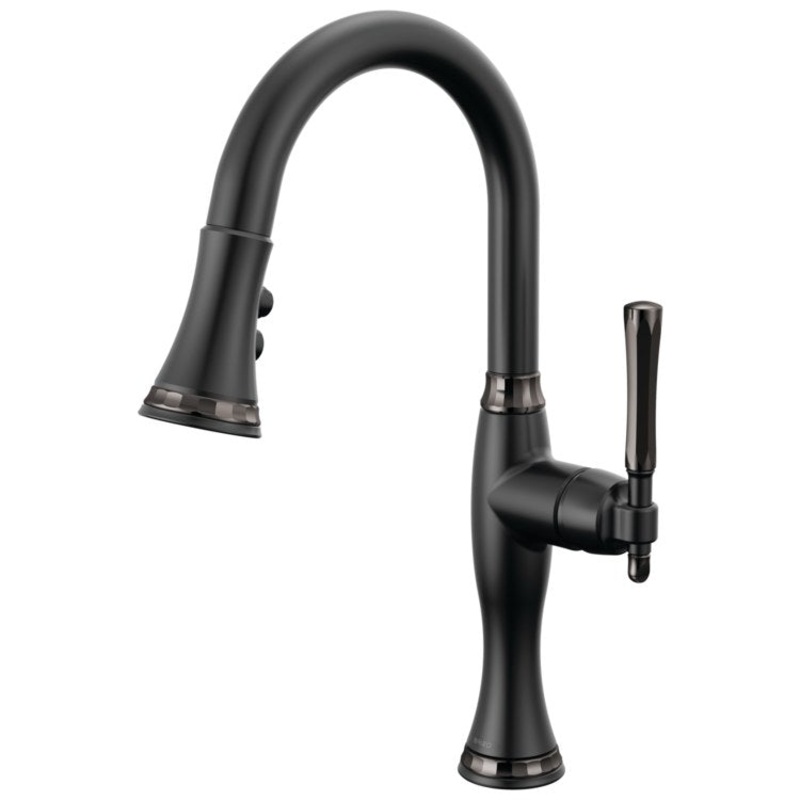 Prep Faucet Tulham 1 Lever ADA Matte Black/Brilliance Black Onyx Pull Down 2 Function Wand Aerated Stream/Spray 360 Degree Swivel