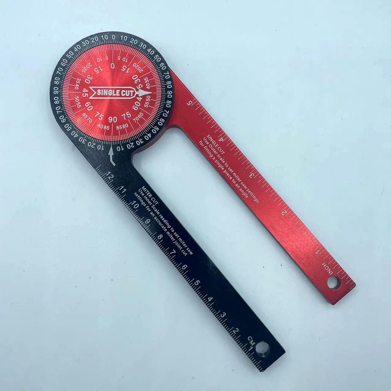 Red Precision 360-Degree Miter Saw Protractor – Aluminum Alloy Angle Finder for Woodworking & Carpentry