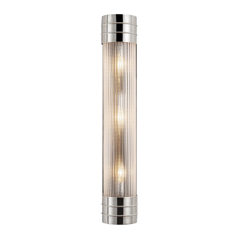 Three Light Vanity from the Willard Collection in Polished Nickel/Clear Prismatic Glass Finish by Alora