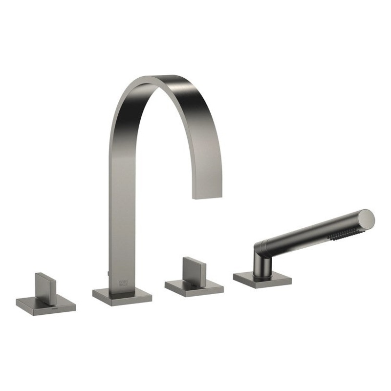 Tub Filler MEM Mixer for Deck Mount with Handshower 2 Lever Brushed Dark Platinum