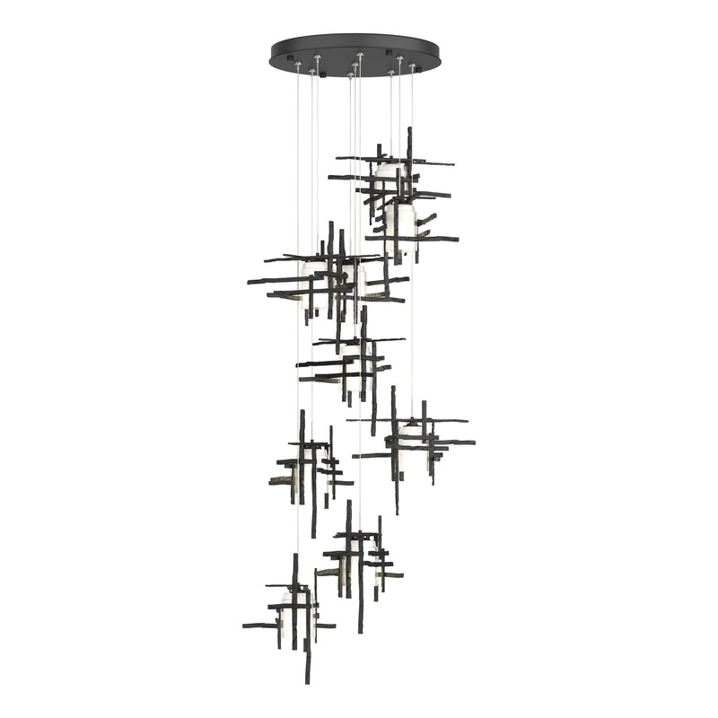 Tura 9-Light Frosted Glass Pendant Black