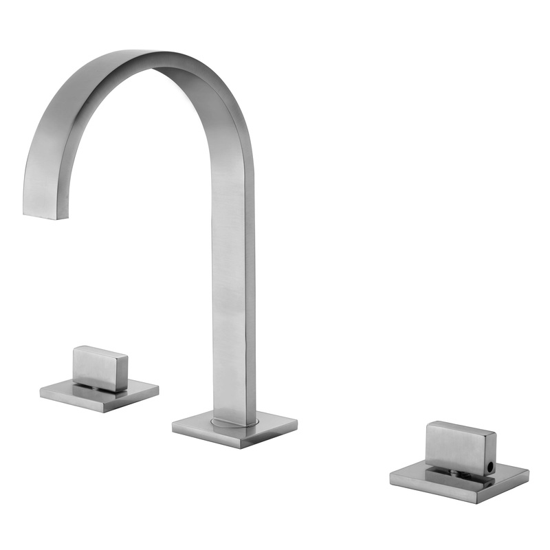 ALFI brand AB1336-BN Brushed Nickel Gooseneck Widespread Bathroom Faucet