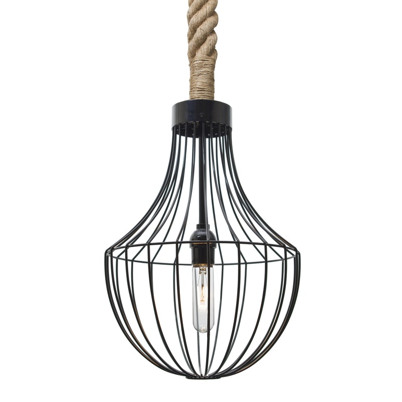 Besa 1JT-SULTANA-F-BK Sultana Rope One Light Pendant Black