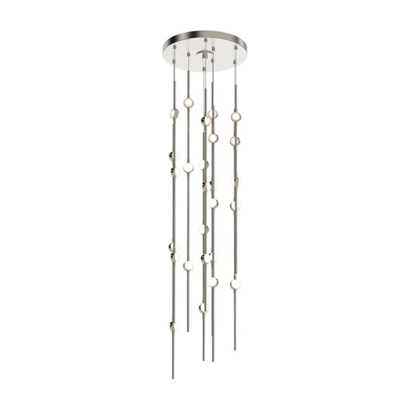 Constellation Andromeda Short 12″ Round LED Pendant Satin Nickel with White Optical Acrylic 3000K 20′ Adjustable Cord