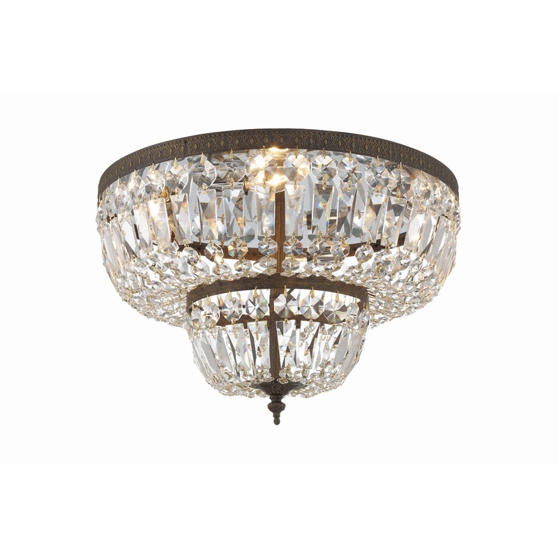 Crystorama 718-EB-CL-MWP Ceiling Mount Four Light Flush Mount English Bronze