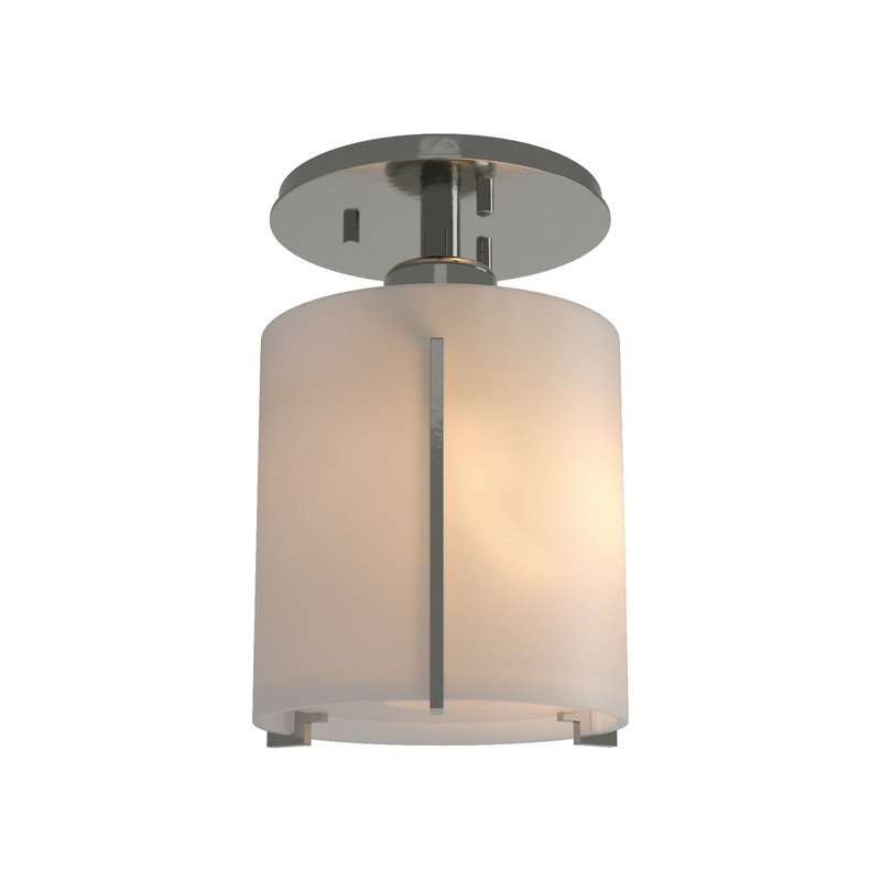 Exos Round Semi-Flush Sterling Opal Glass (GG)