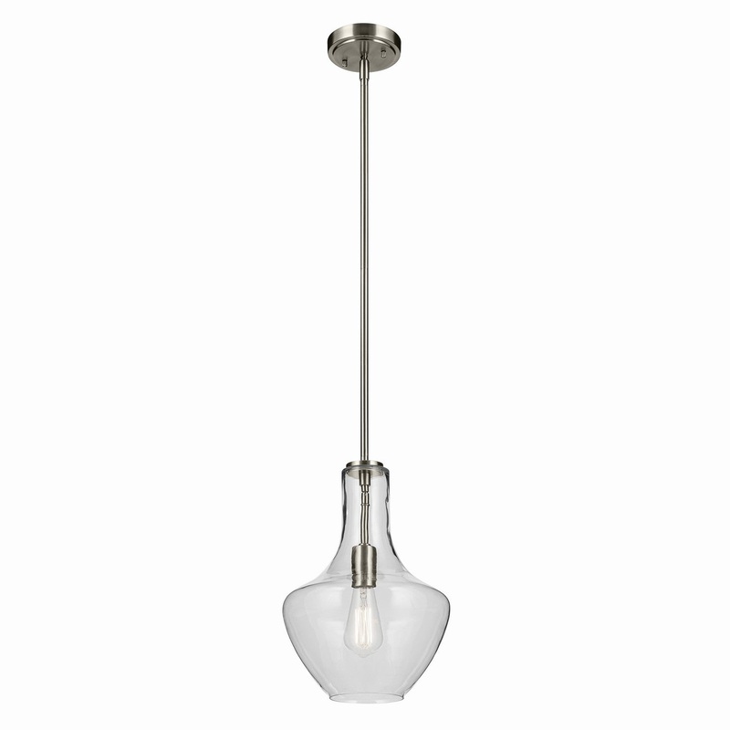 Kichler 42141NI One Light Pendant, Brushed Nickel
