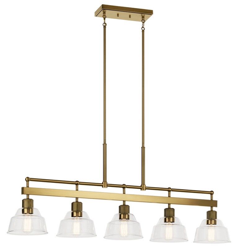Kichler 52404BNB Five Light Linear Chandelier, Brushed Brass