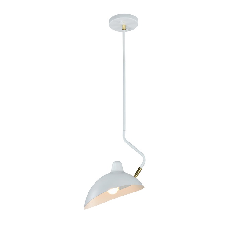One Light Pendant from the Droid Collection in White & Brushed Gold Finish by Matteo Lighting
