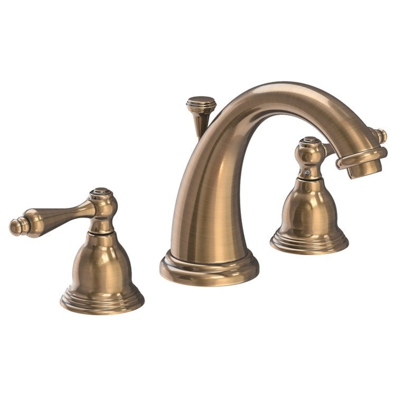 Seaport Two Handle Widespread Bathroom Faucet with Lever Handles with Drain – Antique Brass