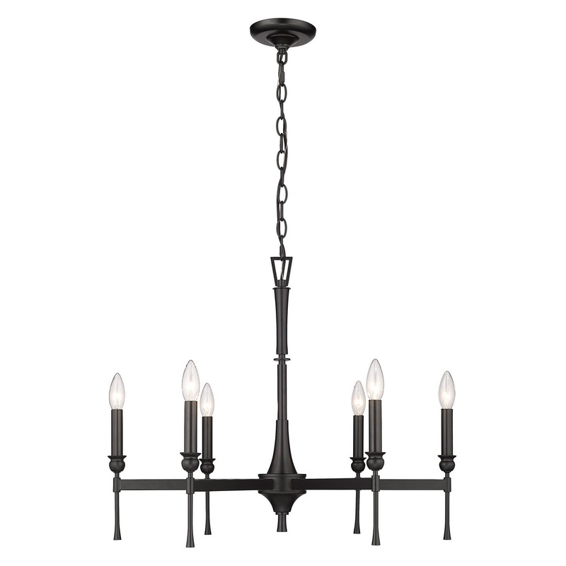 Six Light Chandelier from the Landon Collection in Matte Black Finish by Golden