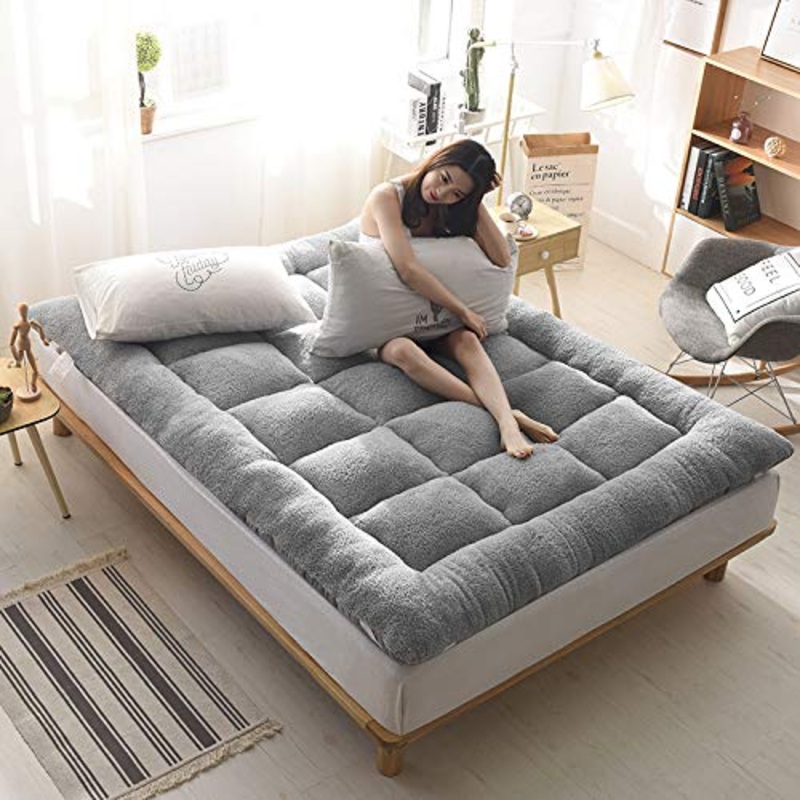 Addensare Materasso Futon Caldo Agnello Materasso Tatami In Cashmere Materassino Materasso Ripiegato Ultra Morbido Materasso Pieghevole Soggiorno Camera Da Letto-Grigio 150x200cm (59x79inch)