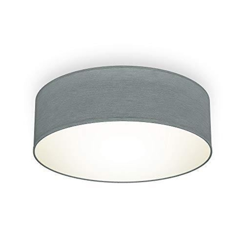 B.K.Licht Plafoniera in tessuto grigio, attacco per lampadina E27 non inclusa, Lampada da soffitto diametro 30cm, Lampadario moderno per salotto o camera da letto, IP20