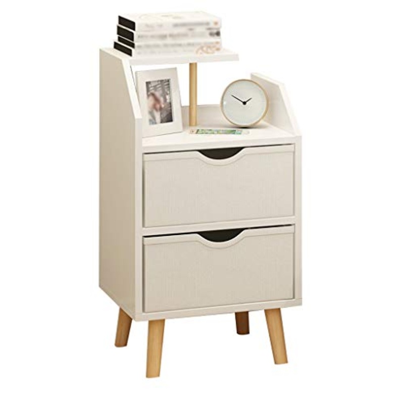Comodino Camera da Letto Domestica Assemblea Locker Doppio pompaggio Addensare da Terra Multifunzione Storage Box Studio 37X28X60cm FANJIANI (Color : White)