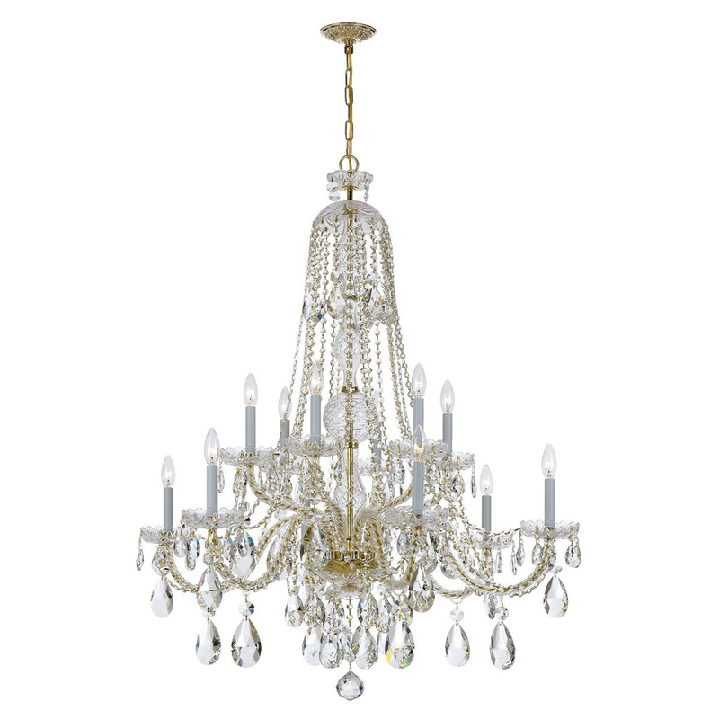 Crystorama 1114-PB-CL-MWP Traditional Crystal 12 Light Chandelier Polished Brass