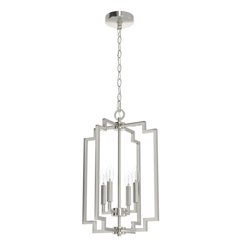 Four Light Pendant from the Zoanne Collection in Brushed Nickel Finish by Hunter