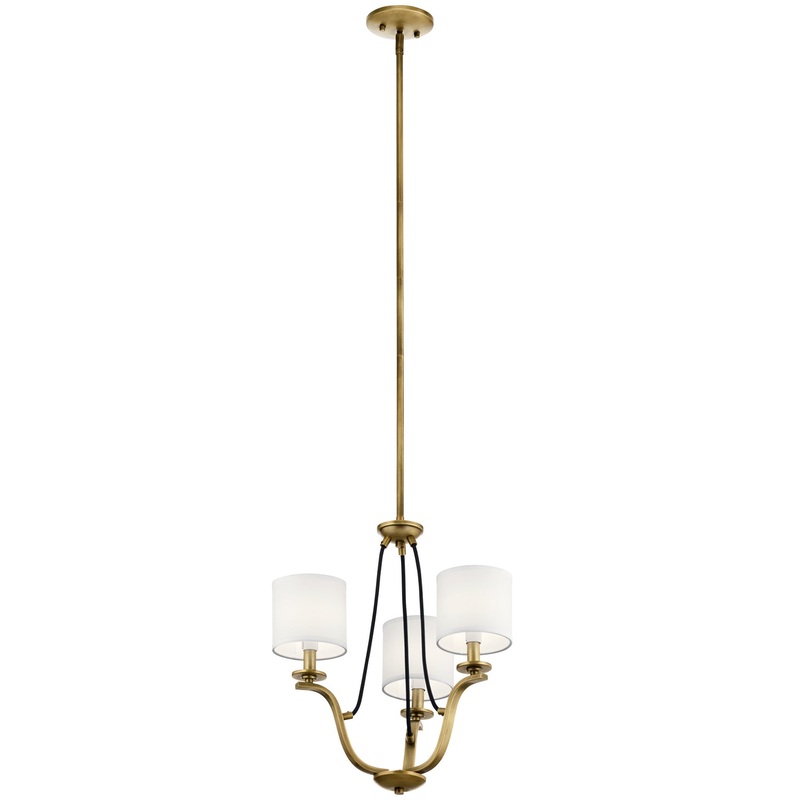 Kichler 43531NBR Three Light Mini Chandelier, Natural Brass