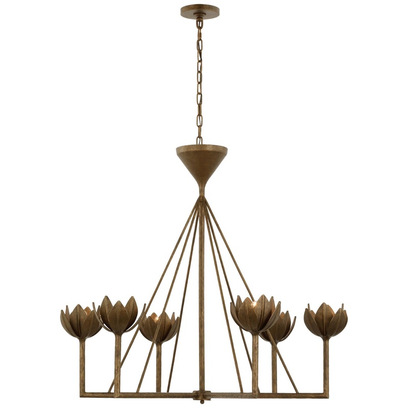 LED Chandelier from the Alberto Collection in Antique Bronze Leaf Finish by Visual Comfort Signature