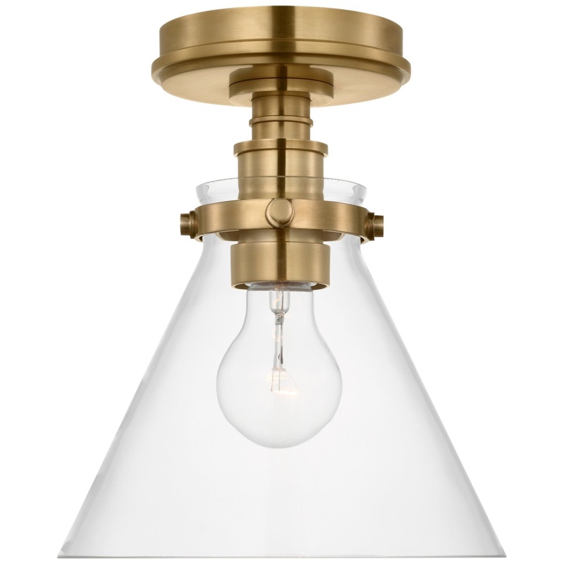 LED Flush Mount from the Parkington Collection in Antique-Burnished Brass Finish by Visual Comfort Signature