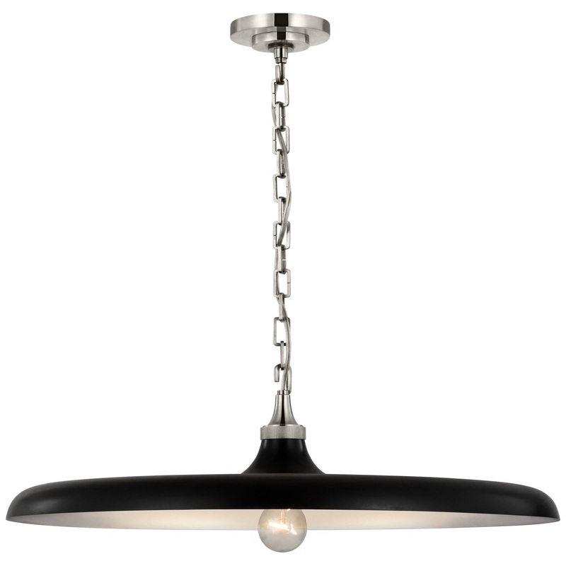 LED Pendant from the Piatto Collection in Polished Nickel Finish by Visual Comfort Signature