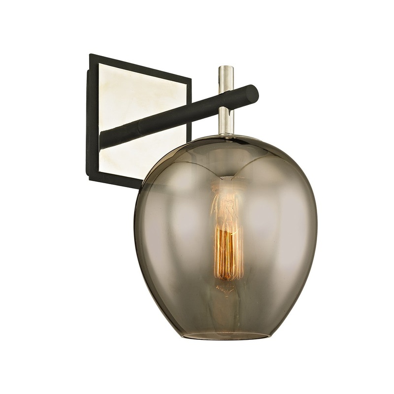 One Light Wall Sconce from the Iliad Collection in Carbide Blk & Pol Nickel Finish by Troy Lighting