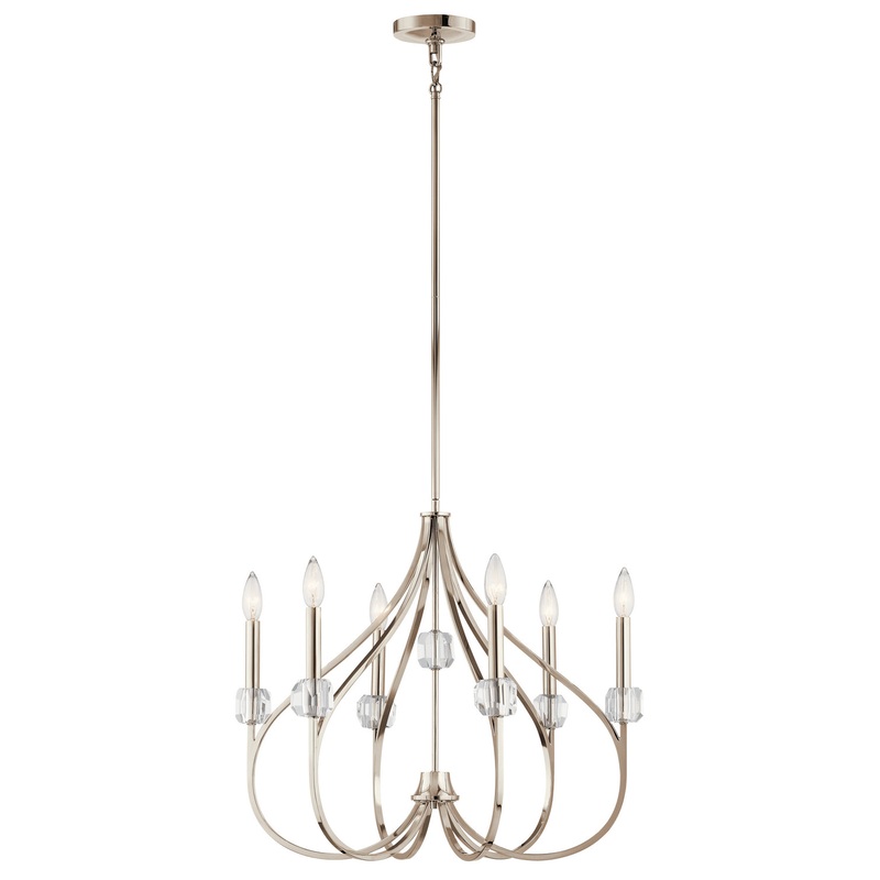 Six Light Chandelier from the Eloise Collection in Polished Nickel Finish by Kichler