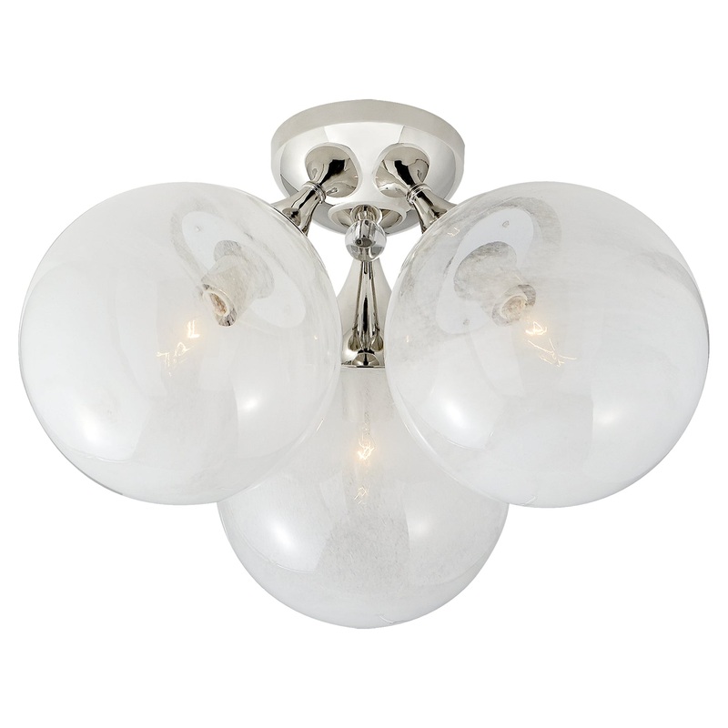 Three Light Flush Mount from the Cristol Collection in Polished Nickel Finish by Visual Comfort Signature