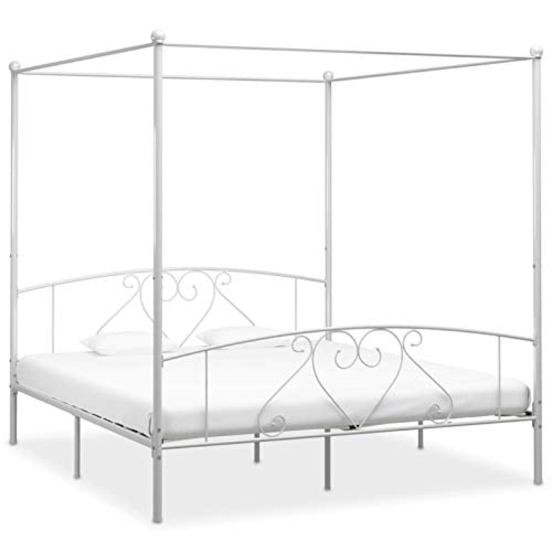 Tidyard Struttura Letto Madrimoniale Letto a Baldacchino in Metallo 200×200 cm Telaio Letto Matrimoniale,Letto in Metallo,Letto Matrimoniale a Doghe
