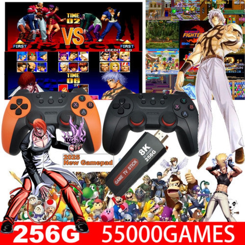 55000+ 4K HDMI Pre-Loaded Retro Game Stick Console 2X Wireless Controller Video