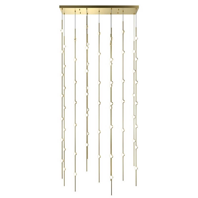 Constellation Andromeda 36″ Rectangle LED Pendant Satin Brass with White Optical Acrylic 3000K 20′ Adjustable Cord
