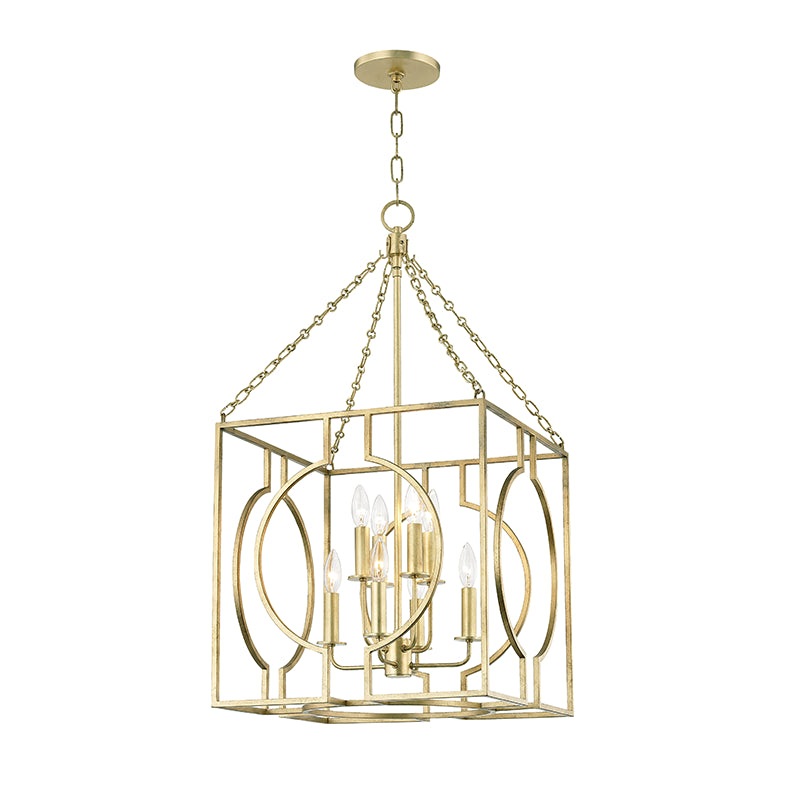 Eight Light Pendant from the Octavio Collection in Gold Leaf Finish by Hudson Valley