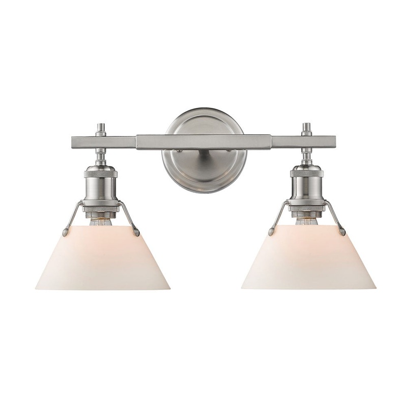 Orwell PW 2 Light Bath Vanity in Pewter with Opal Glass Shade