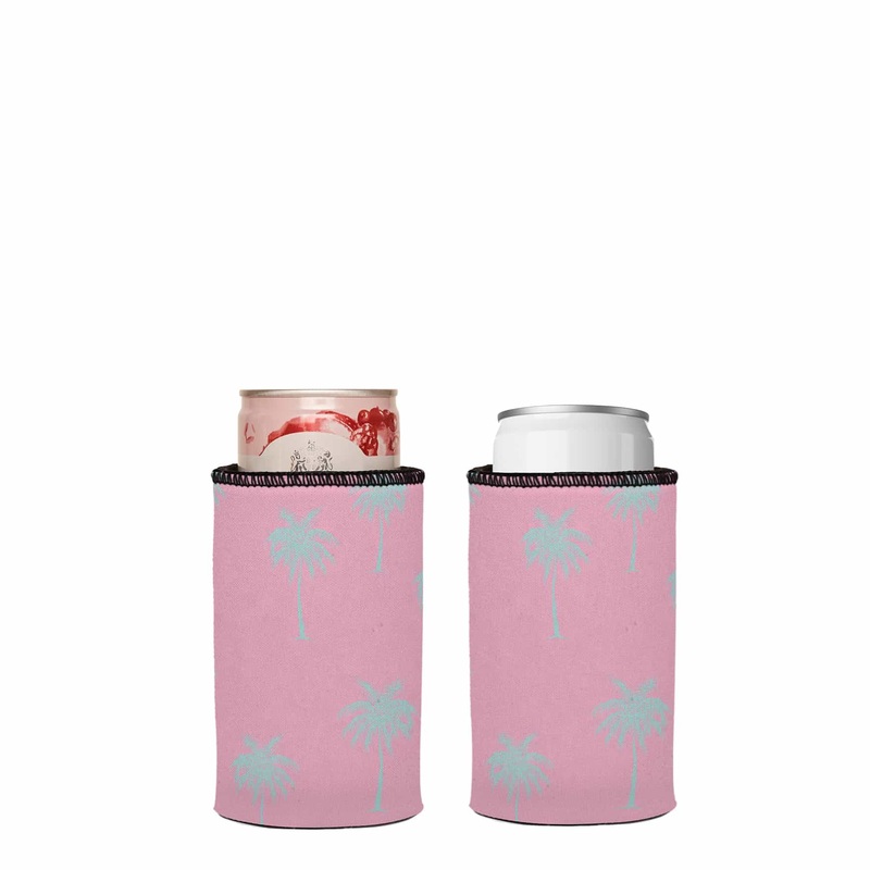 Palm Trees Aqua Pink Stubby Cooler 2-Pack – Standard