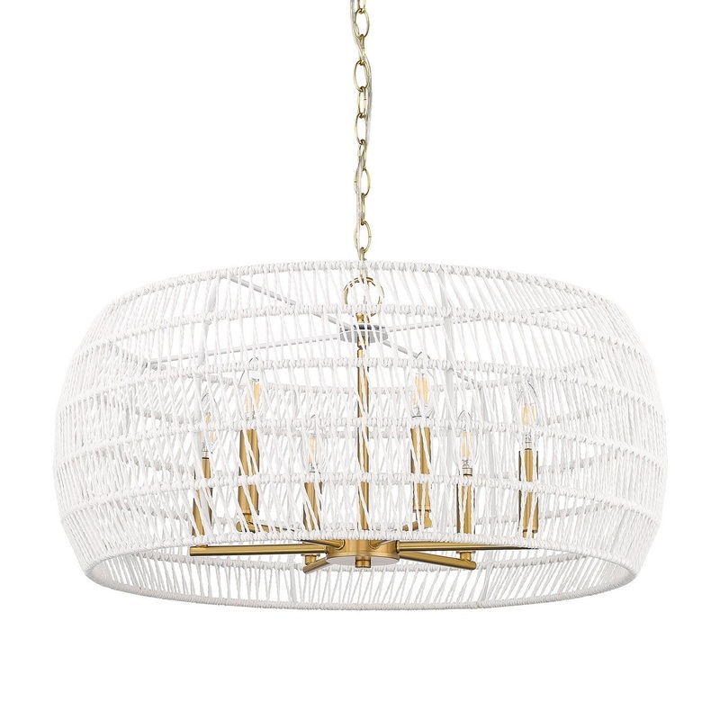 Six Light Chandelier from the Ellie Collection in Modern Brushed Gold Finish by Golden