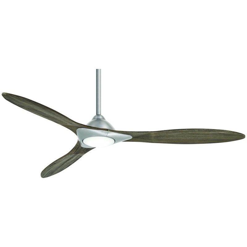 3-blade Sleek 60″Ceiling Fan by Minka Aire (Dry Rated) Brushed Nickel/Seasoned Wood