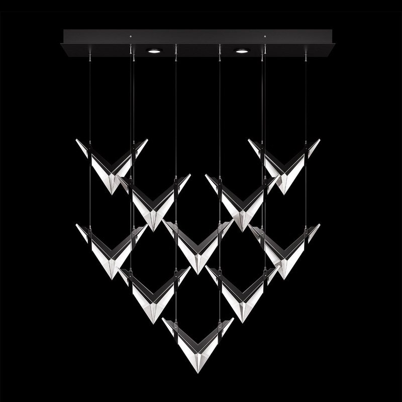 Blade 48″W Rectangular Pendant Black/Dark Walnut