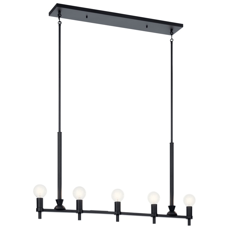 Kichler 52425BK Five Light Linear Chandelier, Black