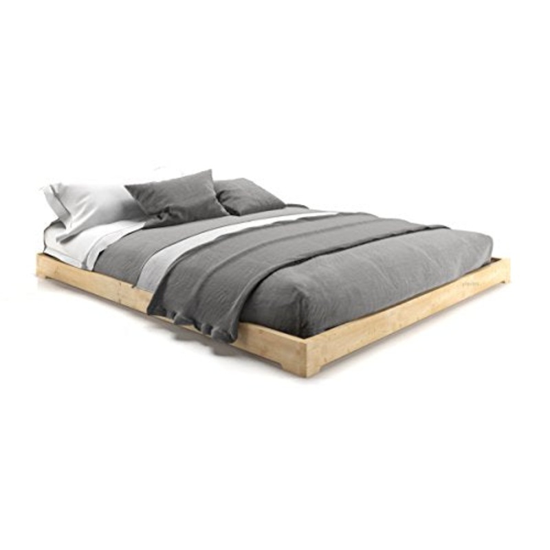 Letto in Legno, Letto Giapponese Modello Nokido 140×200 con reti a doghe, Color Teak