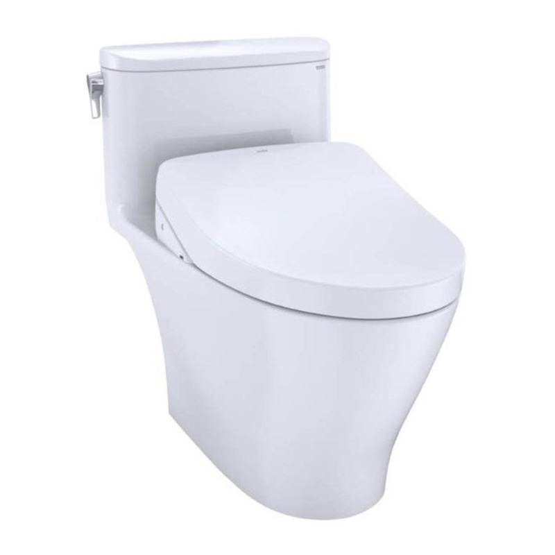 Toilet Nexus 1 Pieces Washlet Ready Cotton Elongated ADA 27 Inch 1.28 Gallons per Flush Left Hand Chrome Less Seat