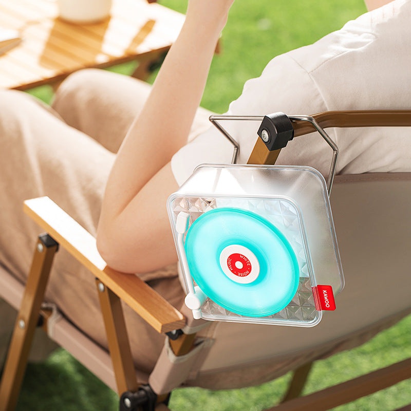 White Retro Bluetooth Speaker – Transparent Vinyl Design with RGB Light