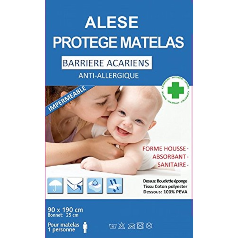 Alese – Coprimaterasso impermeabile antiacaro 90 x 190 cm