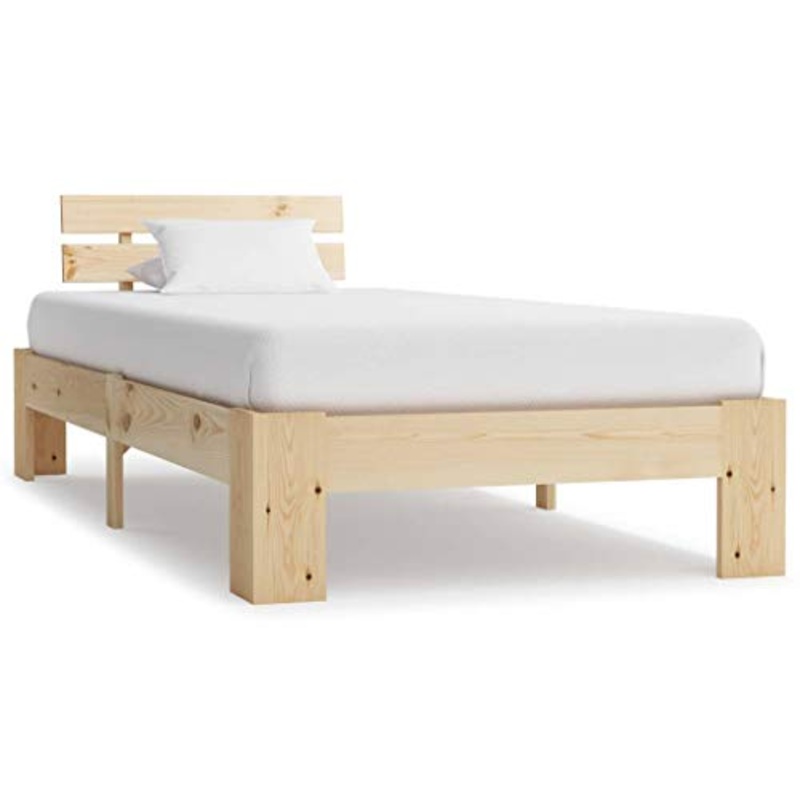 BIGTO – Struttura per letto in legno di pino massiccio, per camera da letto, stile C, 100 x 200 cm, colore: Naturale