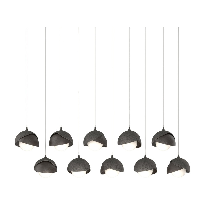 Brooklyn 10-Light Double Shade Pendant Natural Iron Oil Rubbed Bronze